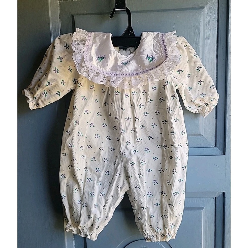 Vtg 6-9 M Tiny Tots Original Jumper Heirloom Quality 80s embroidered collar